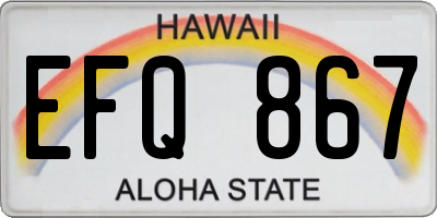 HI license plate EFQ867