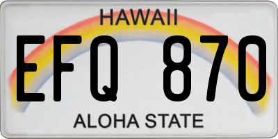 HI license plate EFQ870