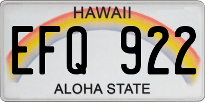 HI license plate EFQ922