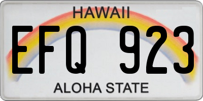 HI license plate EFQ923