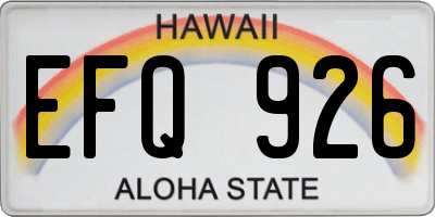 HI license plate EFQ926