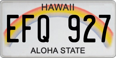 HI license plate EFQ927