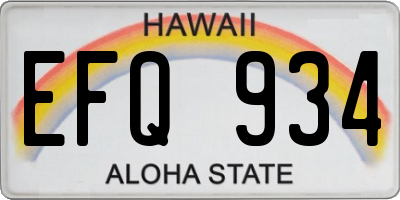 HI license plate EFQ934