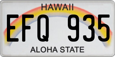 HI license plate EFQ935