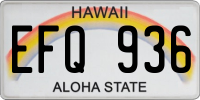 HI license plate EFQ936
