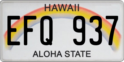 HI license plate EFQ937