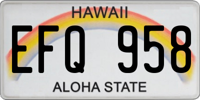 HI license plate EFQ958