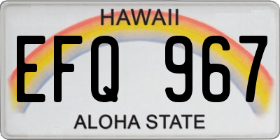 HI license plate EFQ967