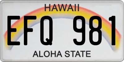HI license plate EFQ981