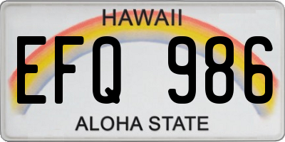 HI license plate EFQ986