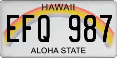 HI license plate EFQ987