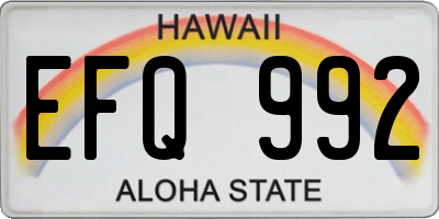 HI license plate EFQ992
