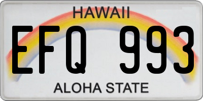 HI license plate EFQ993