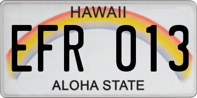 HI license plate EFR013