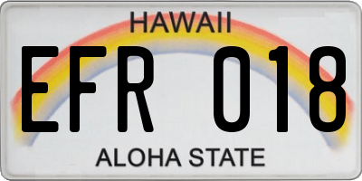 HI license plate EFR018