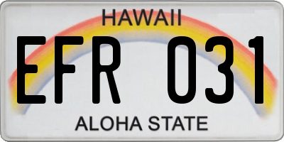 HI license plate EFR031
