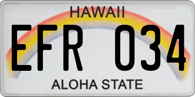 HI license plate EFR034