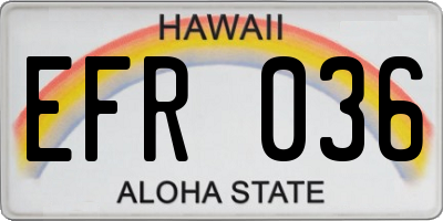 HI license plate EFR036