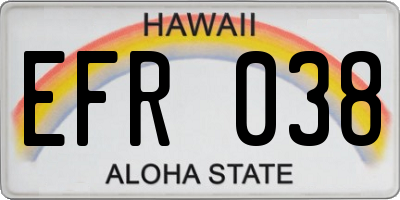 HI license plate EFR038