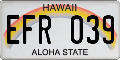 HI license plate EFR039