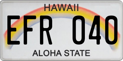 HI license plate EFR040