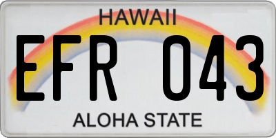 HI license plate EFR043