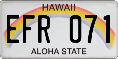 HI license plate EFR071