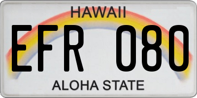 HI license plate EFR080