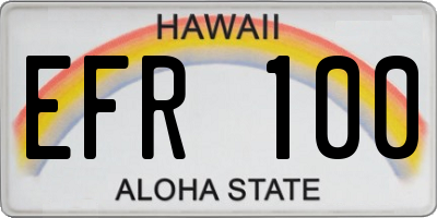 HI license plate EFR100