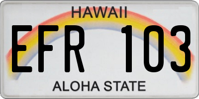 HI license plate EFR103