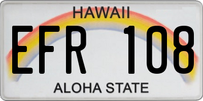 HI license plate EFR108