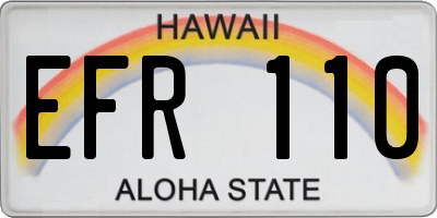HI license plate EFR110