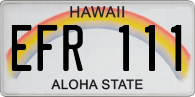 HI license plate EFR111