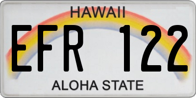 HI license plate EFR122