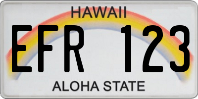 HI license plate EFR123