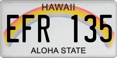 HI license plate EFR135