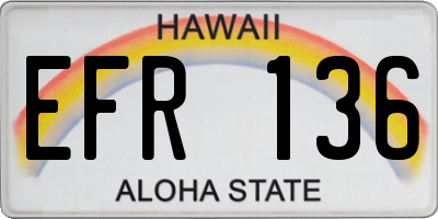 HI license plate EFR136
