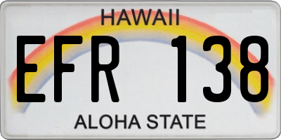 HI license plate EFR138