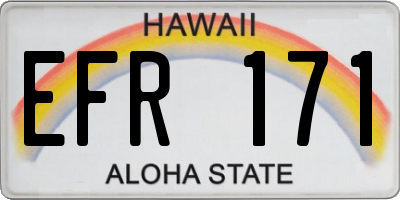 HI license plate EFR171