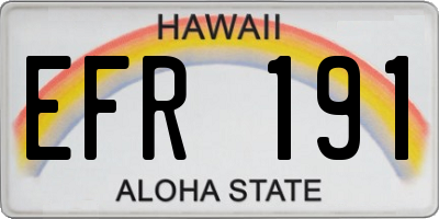 HI license plate EFR191
