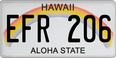 HI license plate EFR206