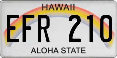 HI license plate EFR210