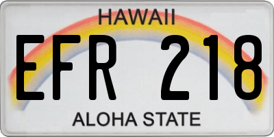 HI license plate EFR218