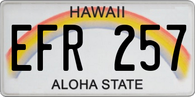 HI license plate EFR257