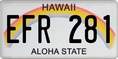 HI license plate EFR281