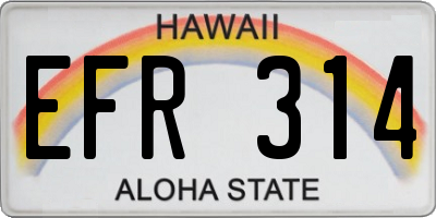 HI license plate EFR314