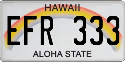 HI license plate EFR333
