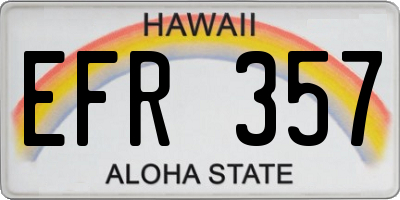 HI license plate EFR357