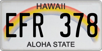 HI license plate EFR378