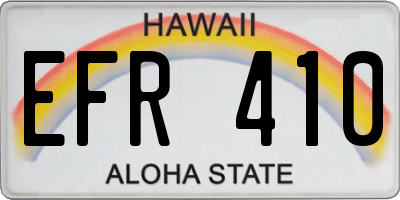 HI license plate EFR410